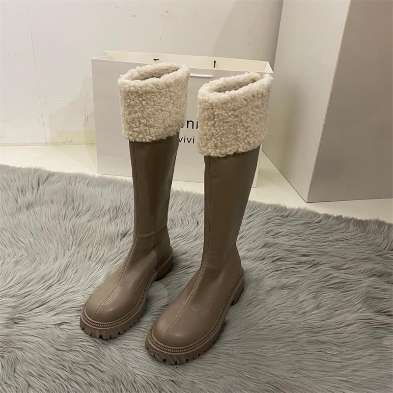 Women's Style Long Rider Fleece-lined Fluffy Winter Boots