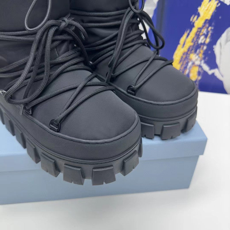 Women's Raise The Bottom Nylon Fabric Contraction Band Snow Boots