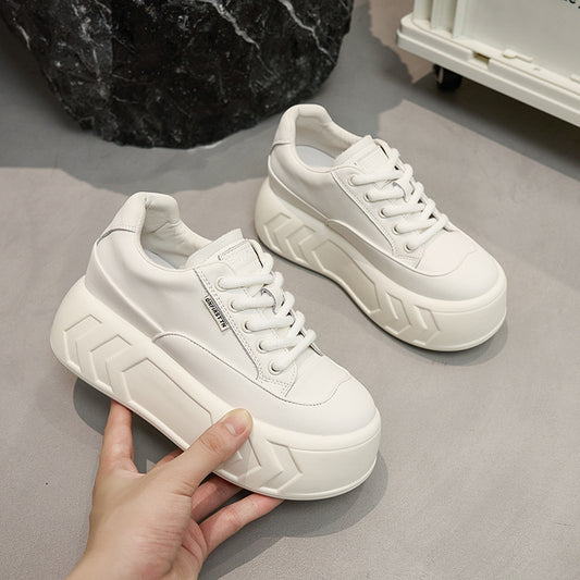 Women's White For Dad Versatile Hidden Platform Sneakers