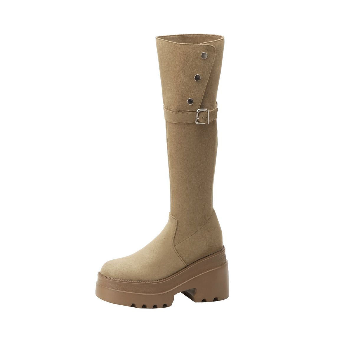 Height Increasing Insole Small Fleece-lined Vintage Thick Bottom Skinny Women's Leather Boots