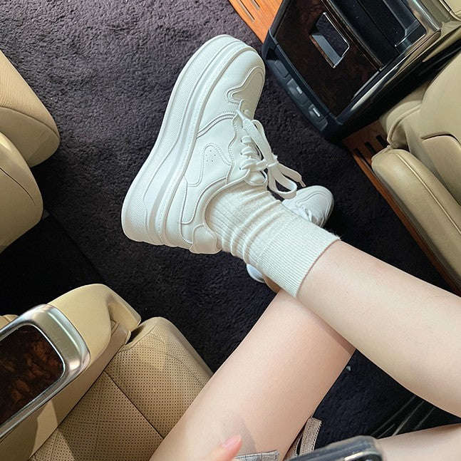Women's Genuine Korean Style Thick Bottom Heightened Easy Wear Autumn Breathable Women's Board Shoes