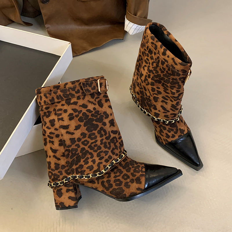 Style Design Thick Ankle Female Suede Mid Short Wide Women's Leather Boots
