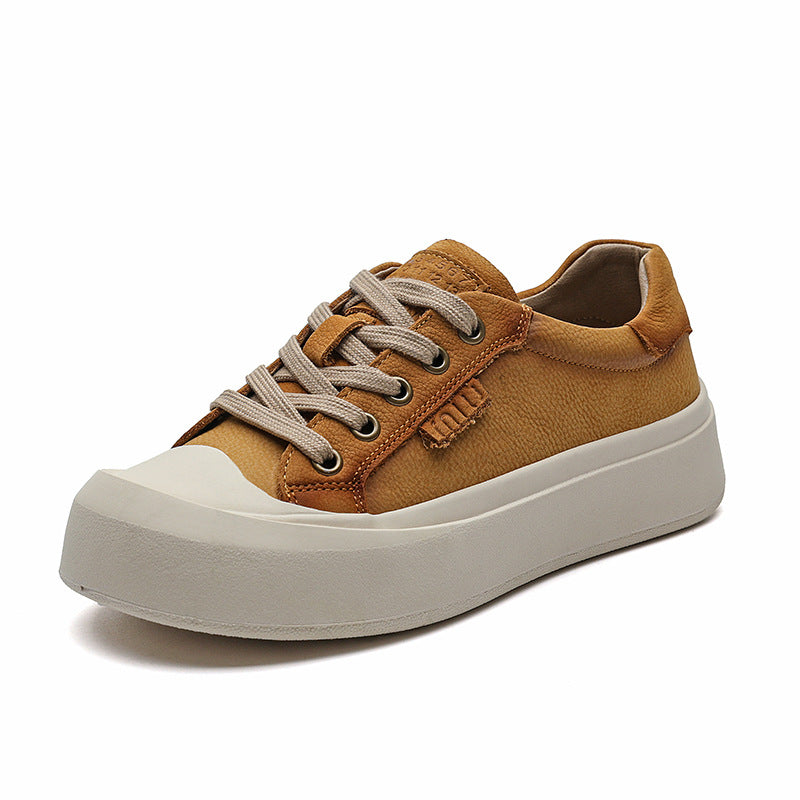 Women's Layer Cowhide Authentic Toe Box Retro Casual Shoes