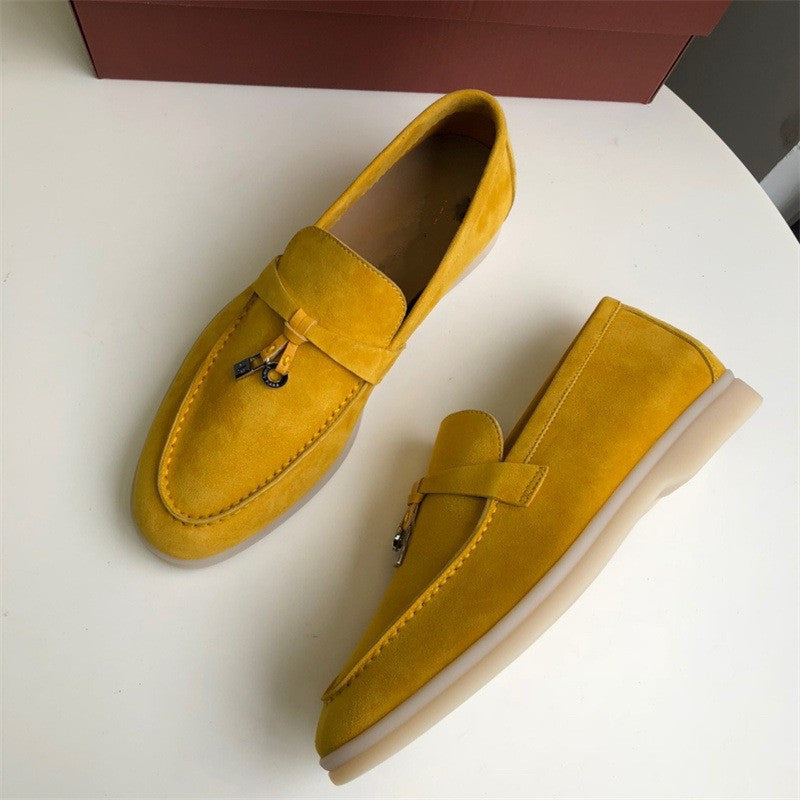 Women's One Pedal Pumps Suede Flat Bottom England Style Loafers