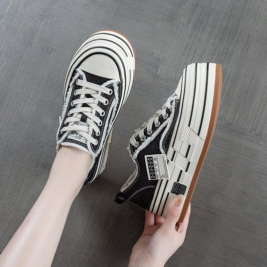 Women's Thick-soled Small Height Increasing Beggar Board Women's Canvas Shoes