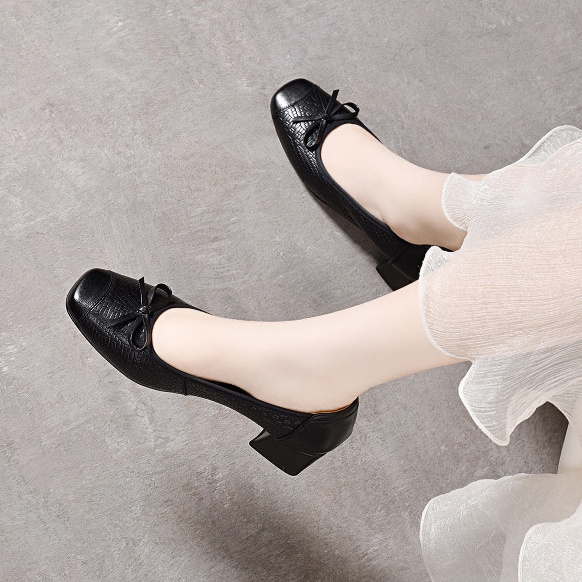 Women's Super Soft Calfskin Pumps Not Tired Feet French Round Toe Women's Fashion Shoes