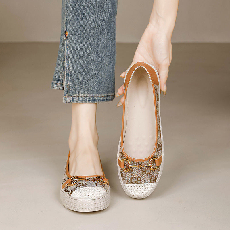Women's Spring Classic Paris Embroidered Fisherman Lazy Slip-on Easy To Wear Women's Casual Shoes