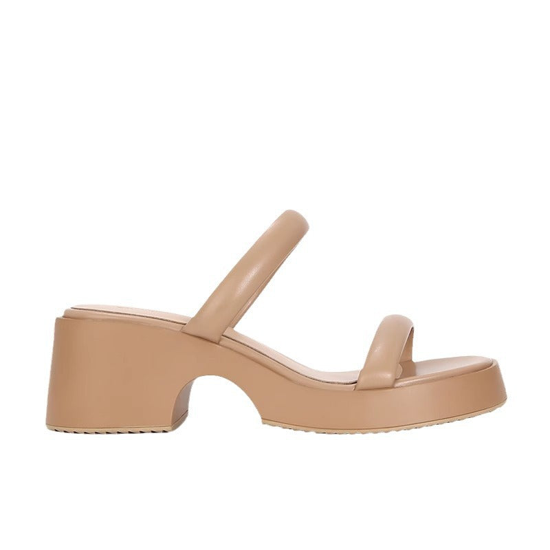 Women's Mom Platform Fashion Double Row Slide Flip Flops