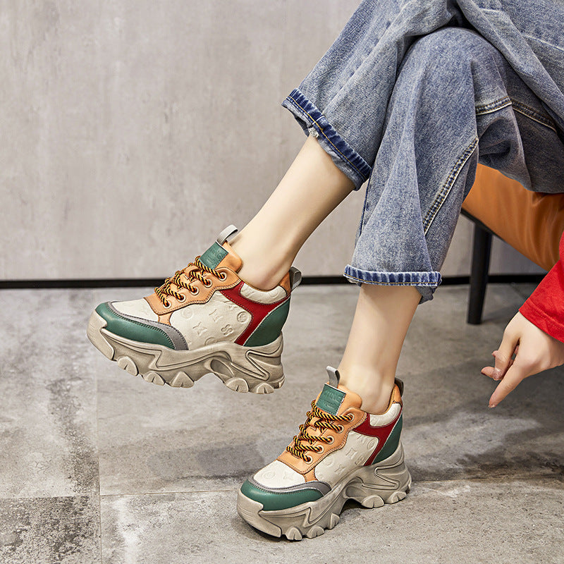 Women's Ethnic Style Height Increasing Insole Dad Small Women's Shoes