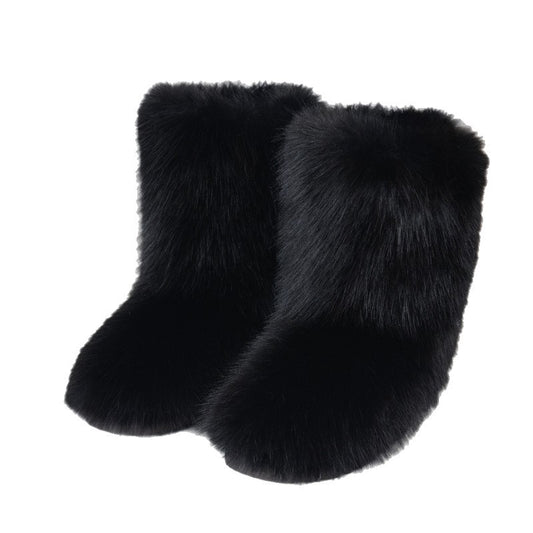 Women's Fur Winter Sleeve Thickened Imitation Raccoon Dog Women's Snow Boots