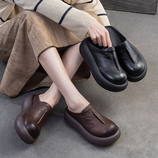 Women's Platform Slip-on Thick Bottom Toe Cap Slippers