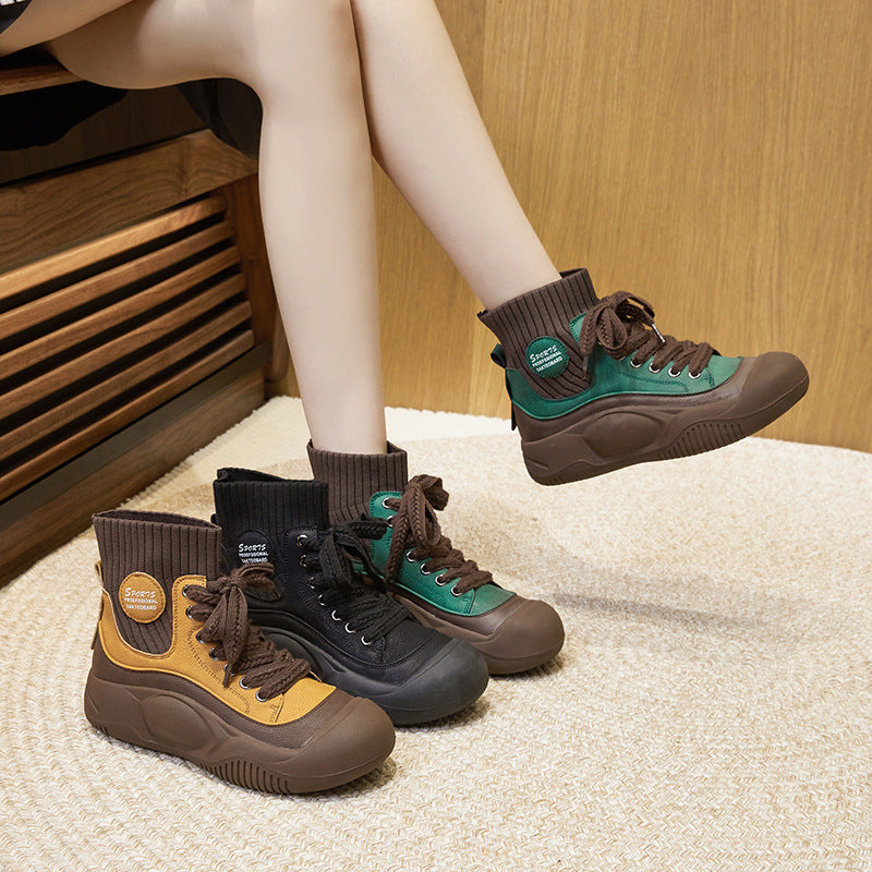 Women's Retro Daddy Elastic Flying Woven Women's Casual Shoes