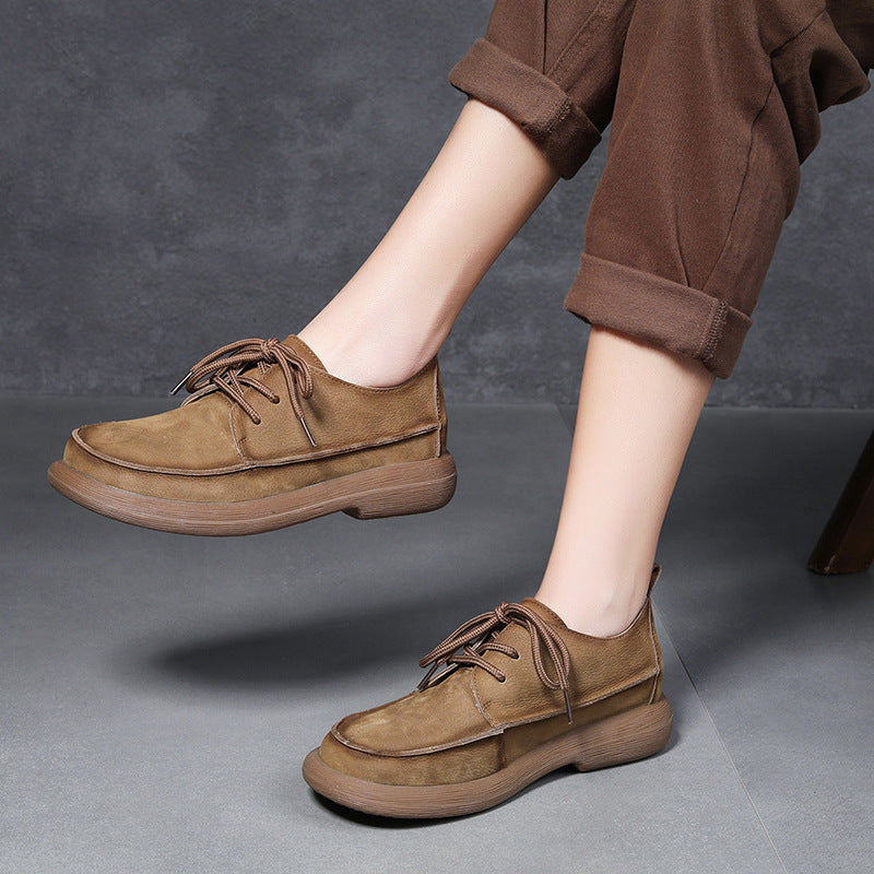 Women's Top Layer Cowhide Low Retro Easy Matching Boots