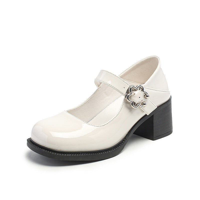 Women's Beauty Power Retro Chunky Mary Jane Spring Leather Shoes