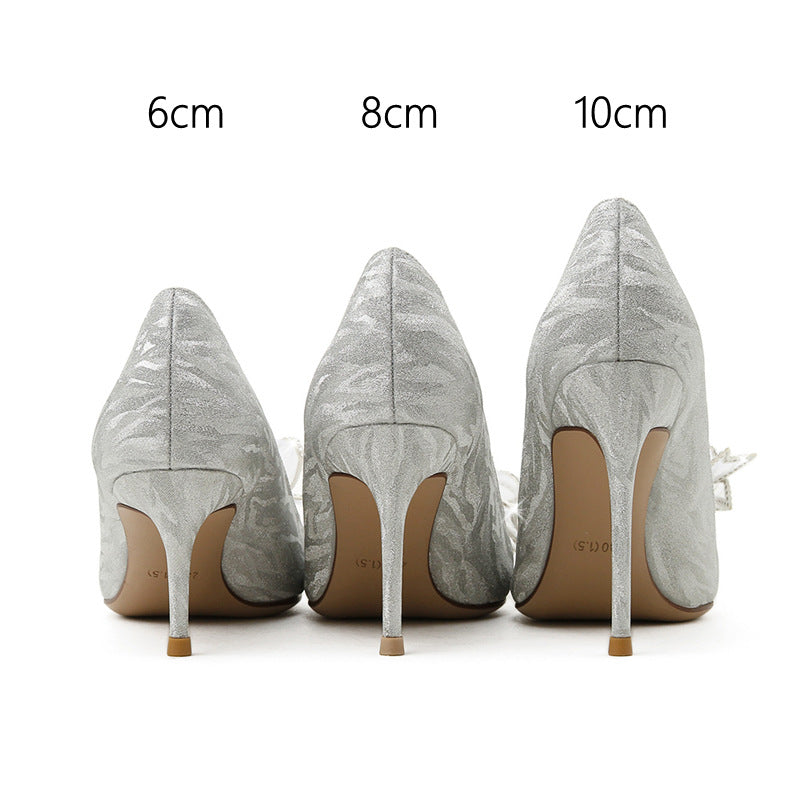 Women's Wedding Stiletto Bowknot Korean Style Classy Bridesmaid Women's Shoes
