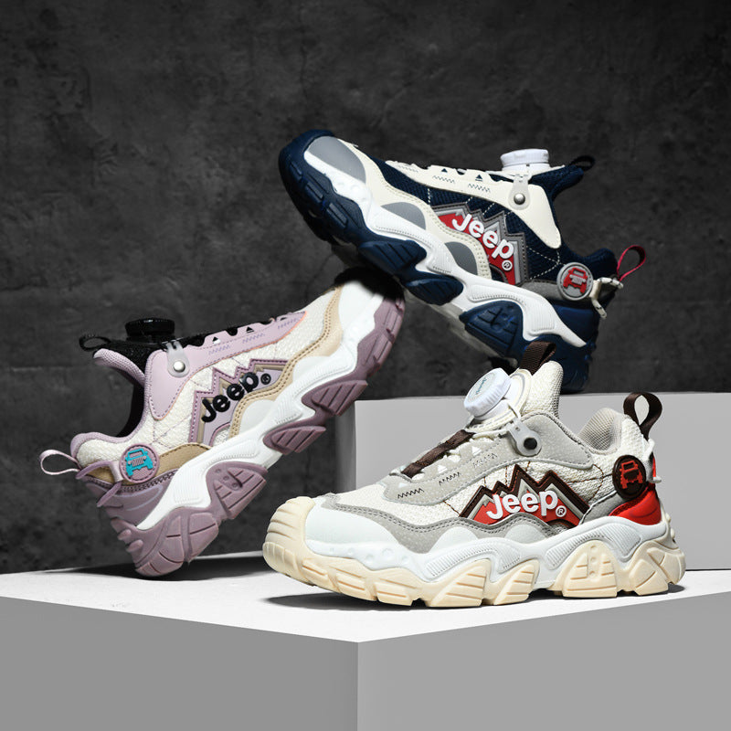 Men's & Children's Soft Bottom Spinning Button Running Children's Sports Shoes