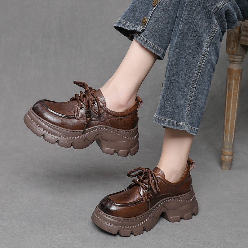 Women's Platform Versatile Four Genuine Lightweight Not Tired Feet British Loafers
