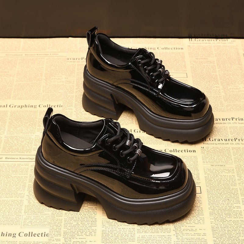 Women's Thick-soled British Style Autumn Platform Leather Shoes