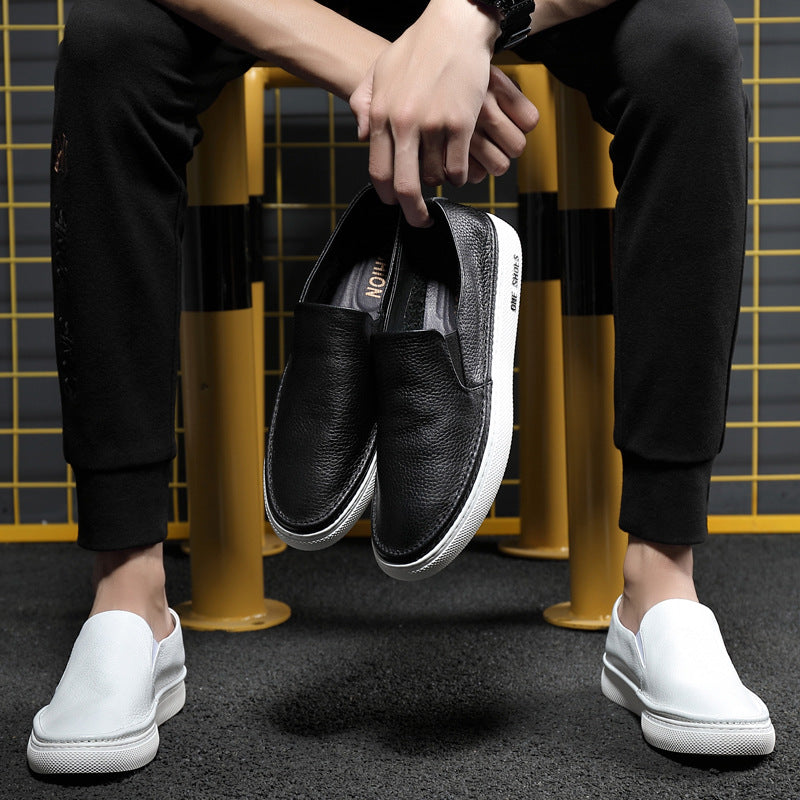 Men's Summer White Slip-on Genuine Soft Bottom Slip On Casual Shoes