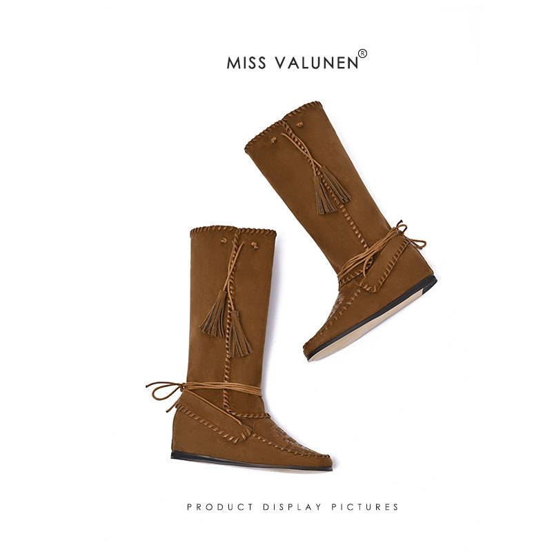 Boxing Slimming Relaxed Western Cowboy Flat Boots