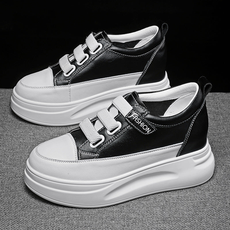 Women's White Campus Height Increasing Black Small Casual Shoes