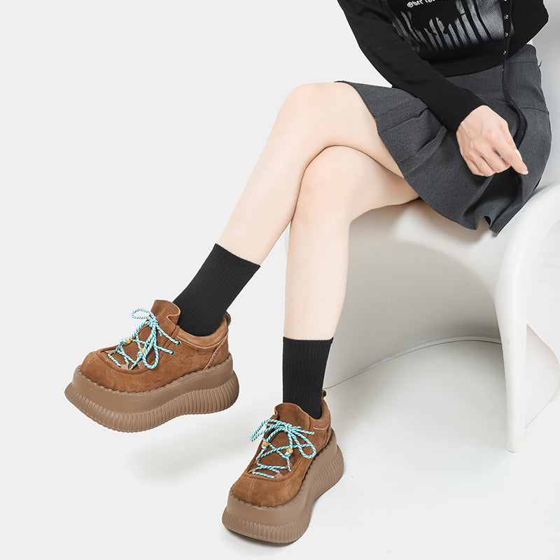 Gravure Five-pointed Star Pink Increased Platform Spring Comfortable Small Women's Fashion Shoes