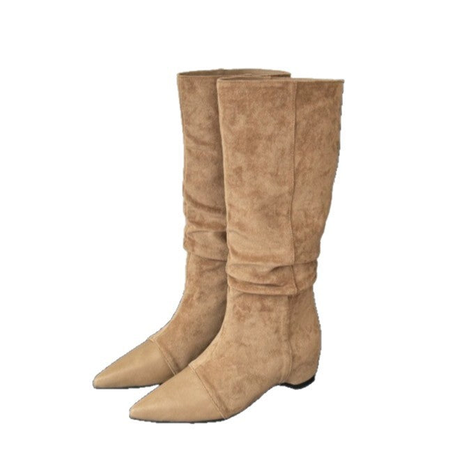 Women's Female Height Increasing Insole Suede Loose Pile Boots
