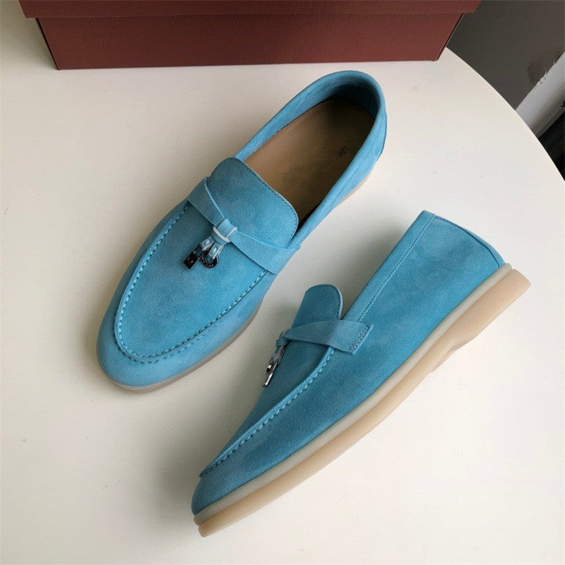 Women's One Pedal Pumps Suede Flat Bottom England Style Loafers