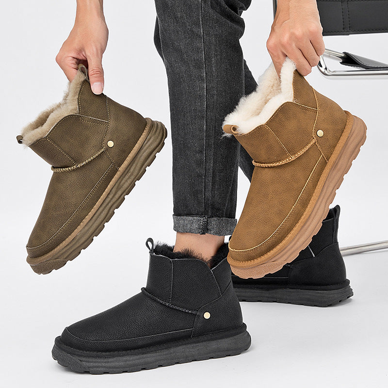 Men's Integrated Waterproof Fleece Lined Padded Warm Snow Boots
