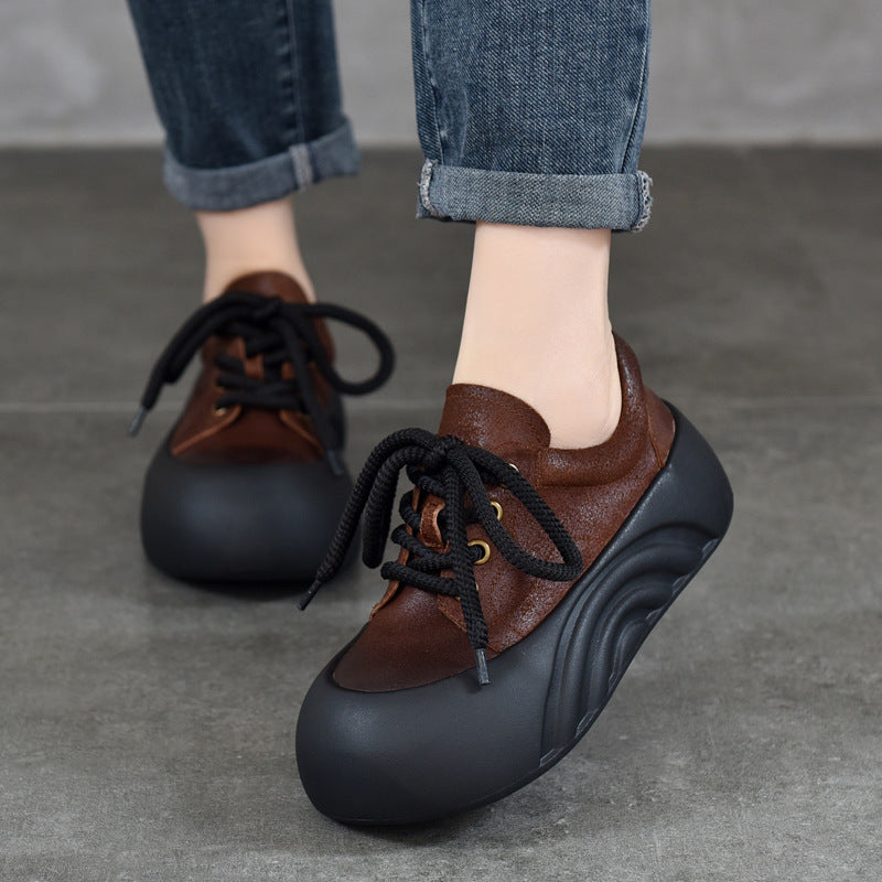 Women's Activity Price Cowhide Vintage Handmade Round Toe Casual Shoes