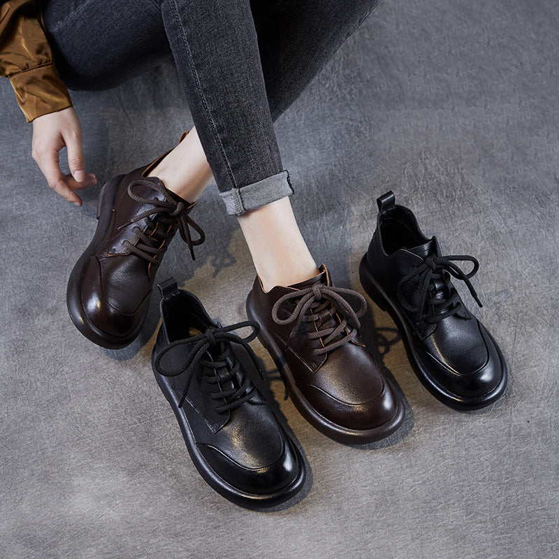 Women's Genuine England Style Martin V Cut Lace Up Booties Ankle Women's Leather Boots