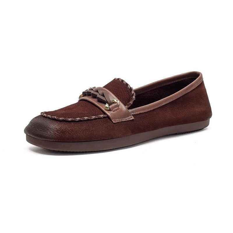 Women's Round Head Sewing Soft Bottom Slip-on Casual Shoes