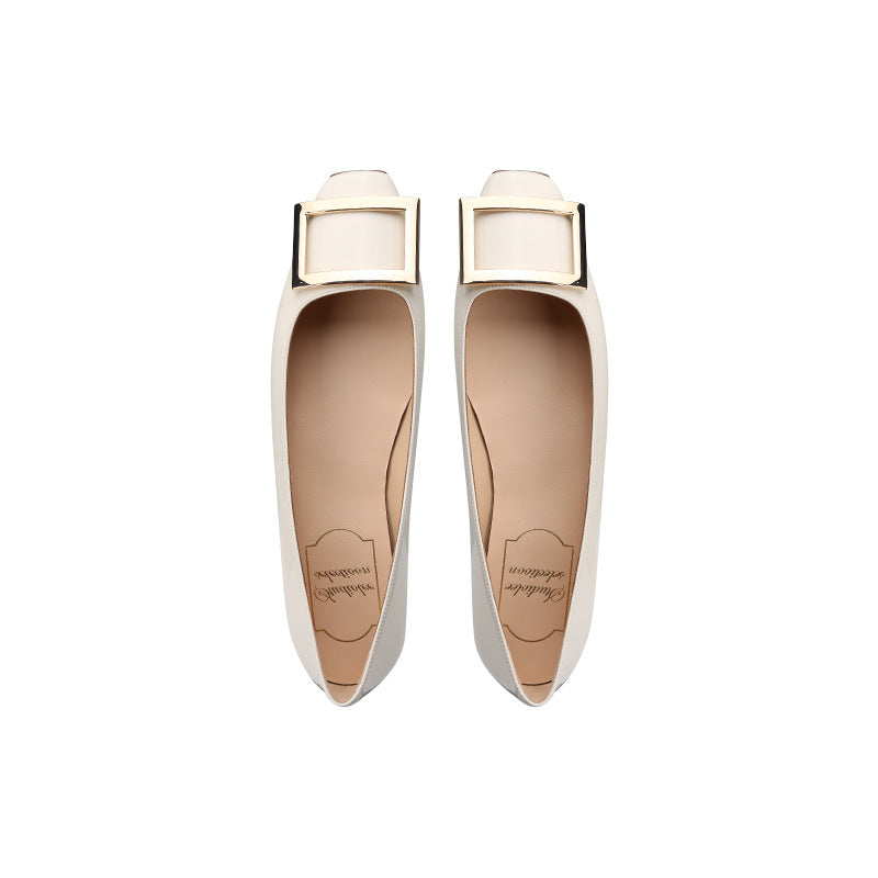 Square Buckle Low-cut Low Flat Commuter Women's Shoes