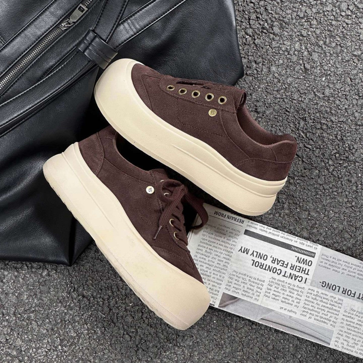 Women's Genuine Bread Platform Autumn Versatile Slip-on Ugly Cute Women's Shoes