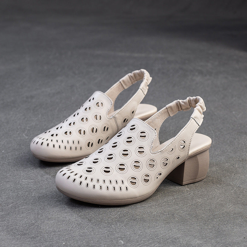 Women's Summer Closed Toe Breathable Small Retro Classic Fashion High Heeled Sandals