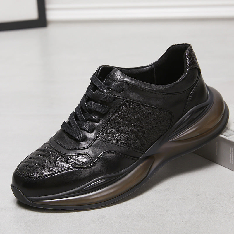 Men's Ostrich Sports Spring Comfortable Platform Genuine Men's Casual Shoes
