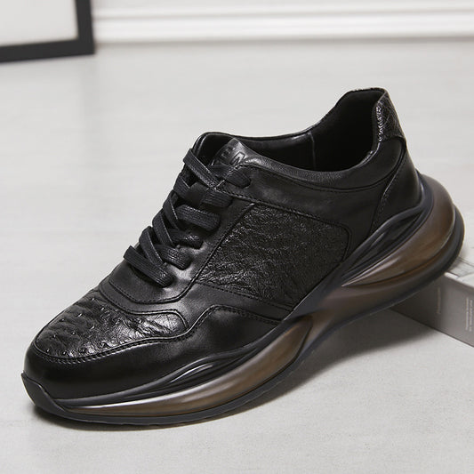 Men's Ostrich Sports Spring Comfortable Platform Genuine Men's Casual Shoes