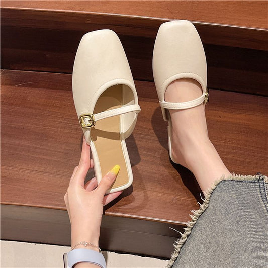 Women's Closed Toe Half Outer Wear Shallow Mouth Soft Muller Sandals