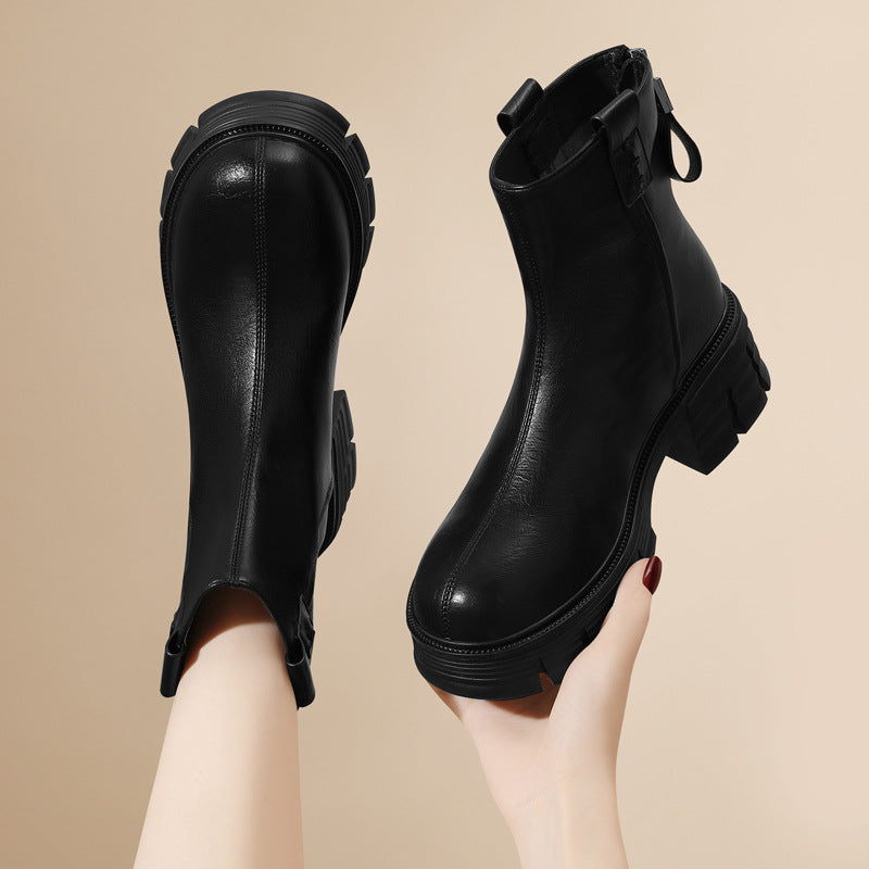 Women's Small Martin French Style Ankle Thick Boots