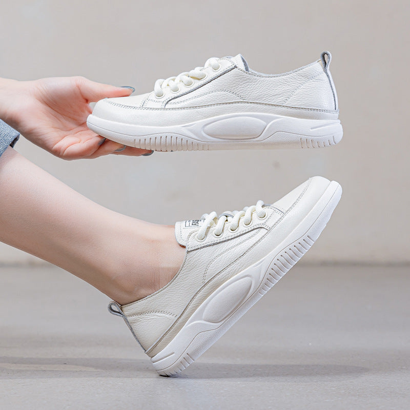 Women's Cowhide Easy Wear Flat Pumps Comfortable Classic Women's Casual Shoes