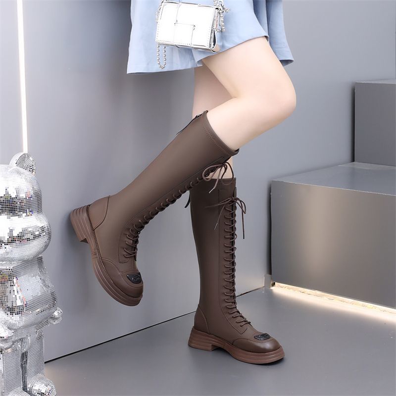 Single-layer Small Thin Flat Below The Women's Leather Boots