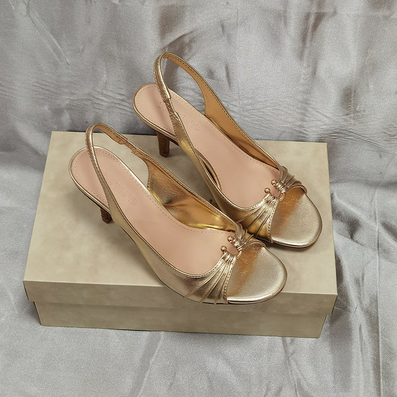 Women's Toe Stiletto Round Sexy Temperament Adult Lady Like Woman Metal Heels