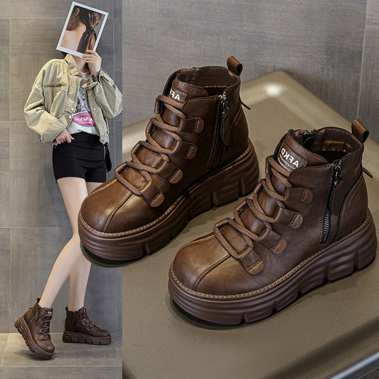 Women's Bottom Height Increasing Insole Side Zipper Women's Cotton Shoes
