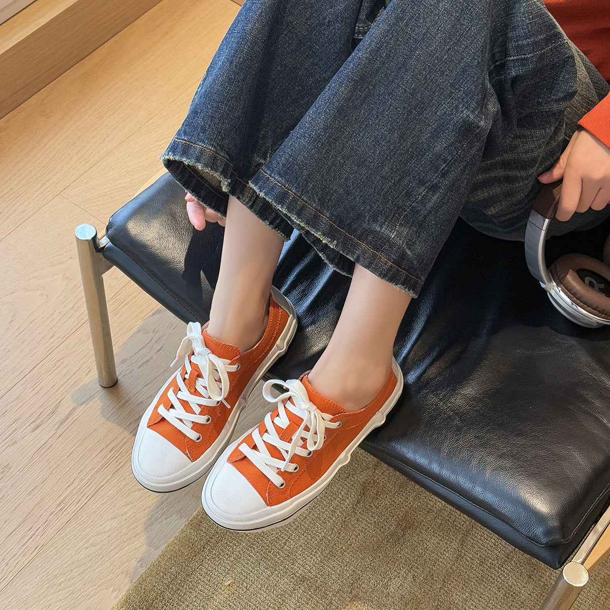 Women's Spring Korean Style Round Head Leisure Brushed Women's Casual Shoes