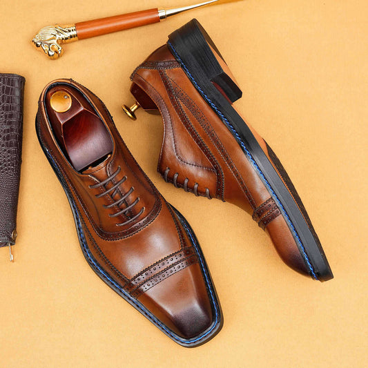 Men's Brogue Formal Wear Norwegian Sewing Oxford Men's Business Leather Shoes