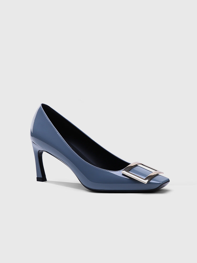 Women's Square Toe Buckle High Metal Workplace Women's Fashion Shoes