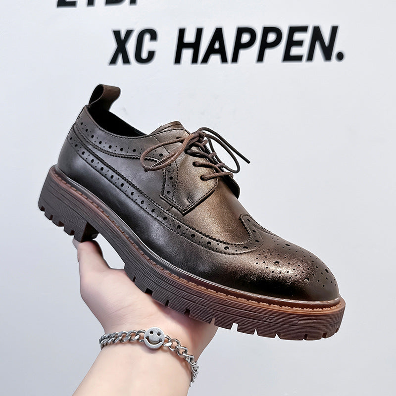 Versatile Men's Summer British Style Brogue Men's Business Leather Shoes