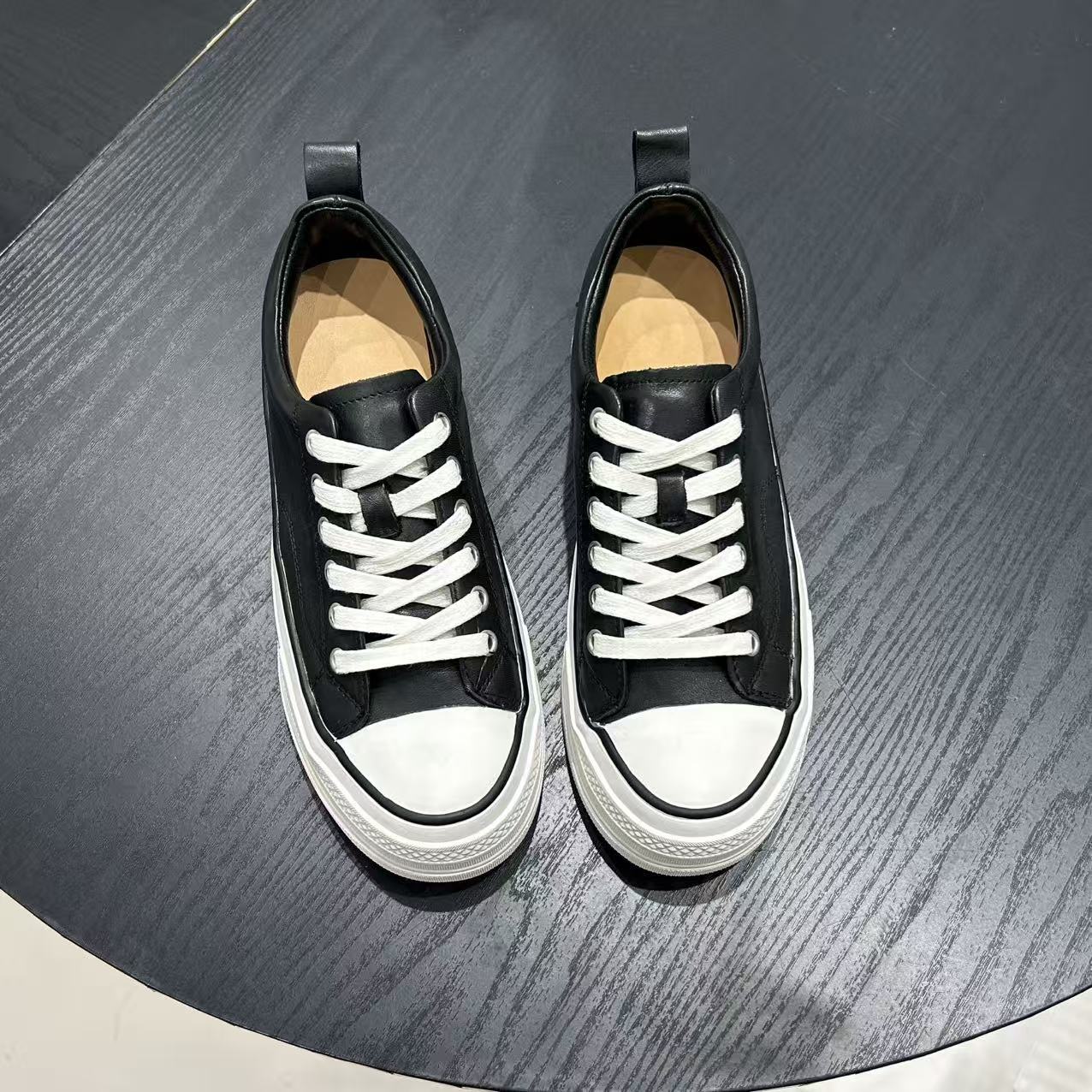 Women's Platform Classic Style Increased Lace Up Round Toe Women's Board Shoes