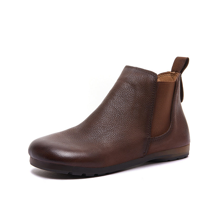 Women's Chelsea Genuine Lazy Slip On Customizable Women's Leather Boots