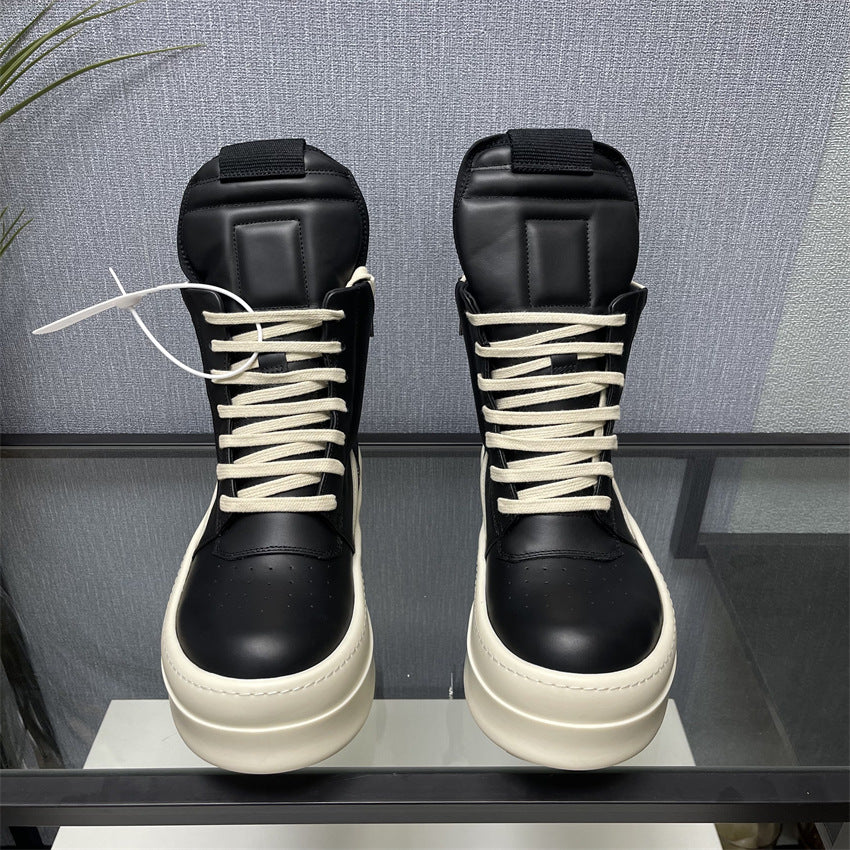 Women's & Men's Thick-soled Height Increasing Black White Main Sneakers